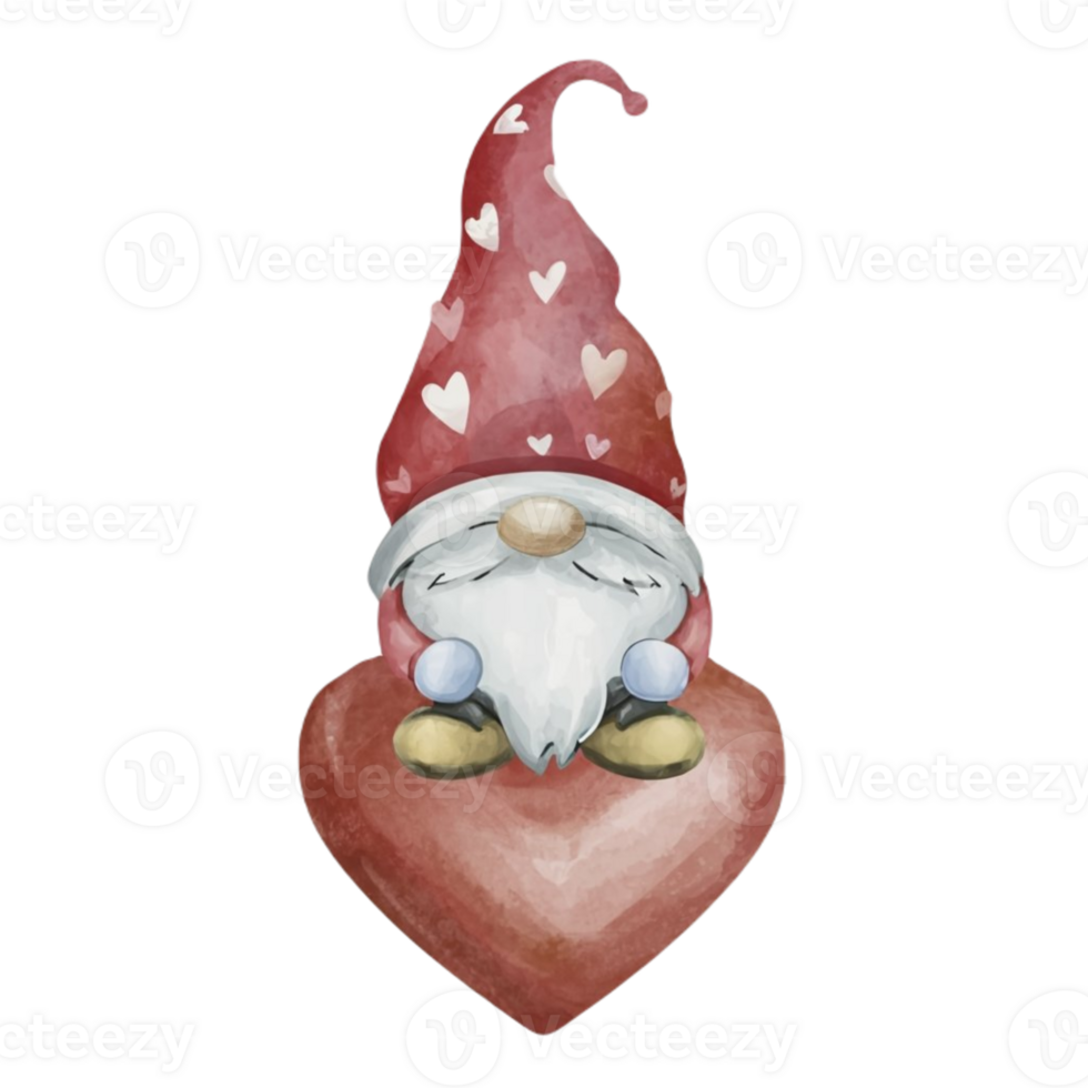 AI generated a gnome sitting on a heart png
