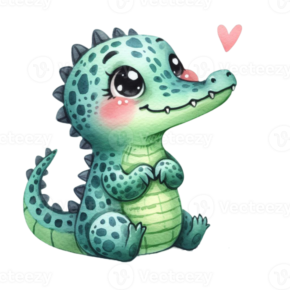 AI generated cute cartoon alligator png