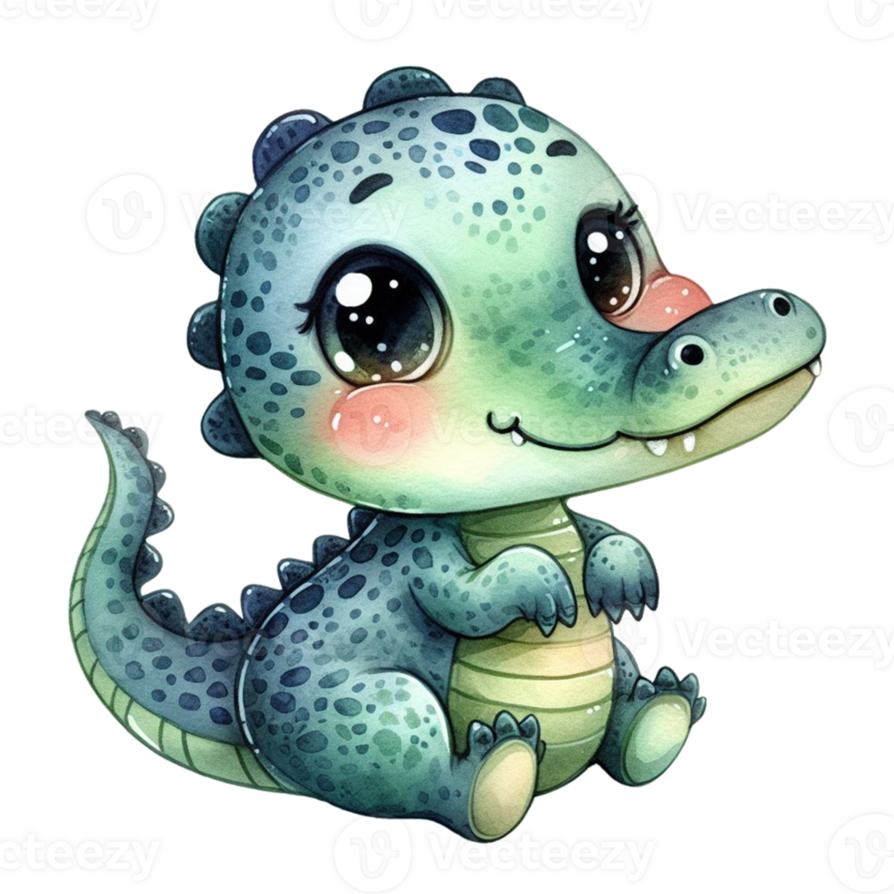 AI generated cute cartoon alligator png