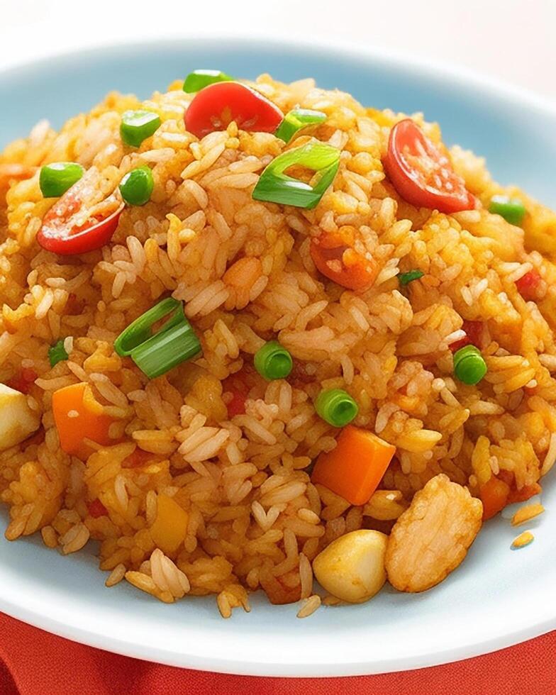 AI generated Delicious spicy hot vegetable fried rice AI generated photo