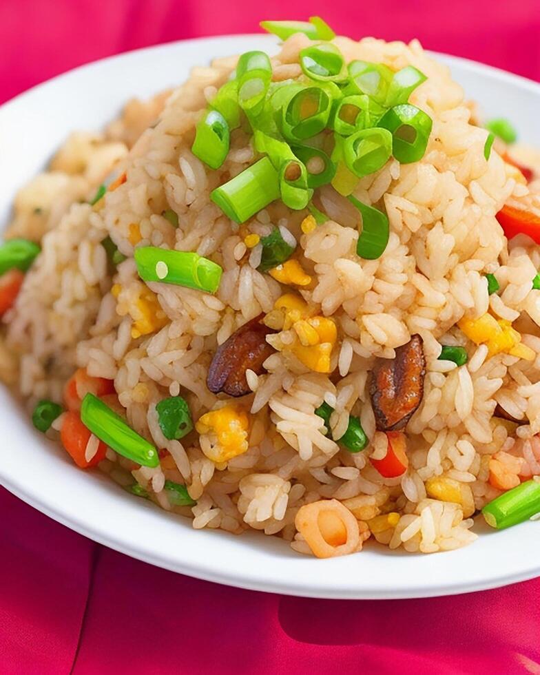 AI generated Delicious spicy hot vegetable fried rice AI generated photo