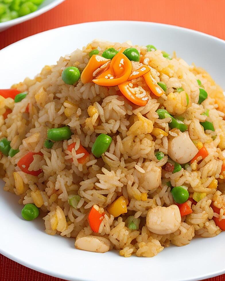 AI generated Delicious spicy hot vegetable fried rice AI generated photo