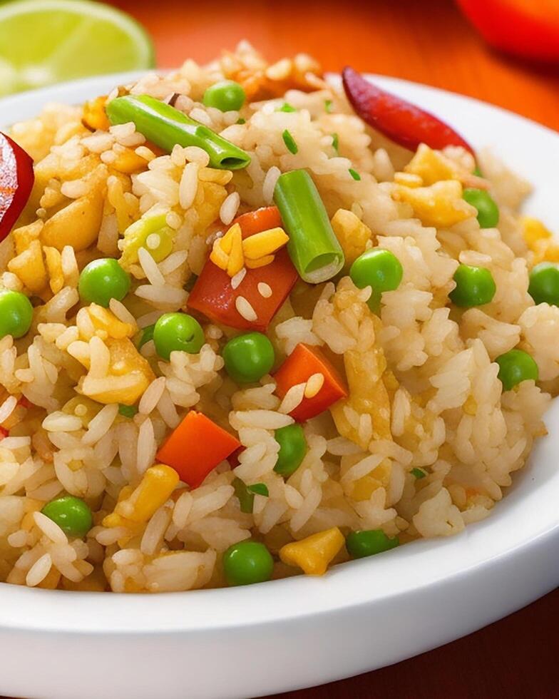 AI generated Delicious spicy hot vegetable fried rice AI generated photo