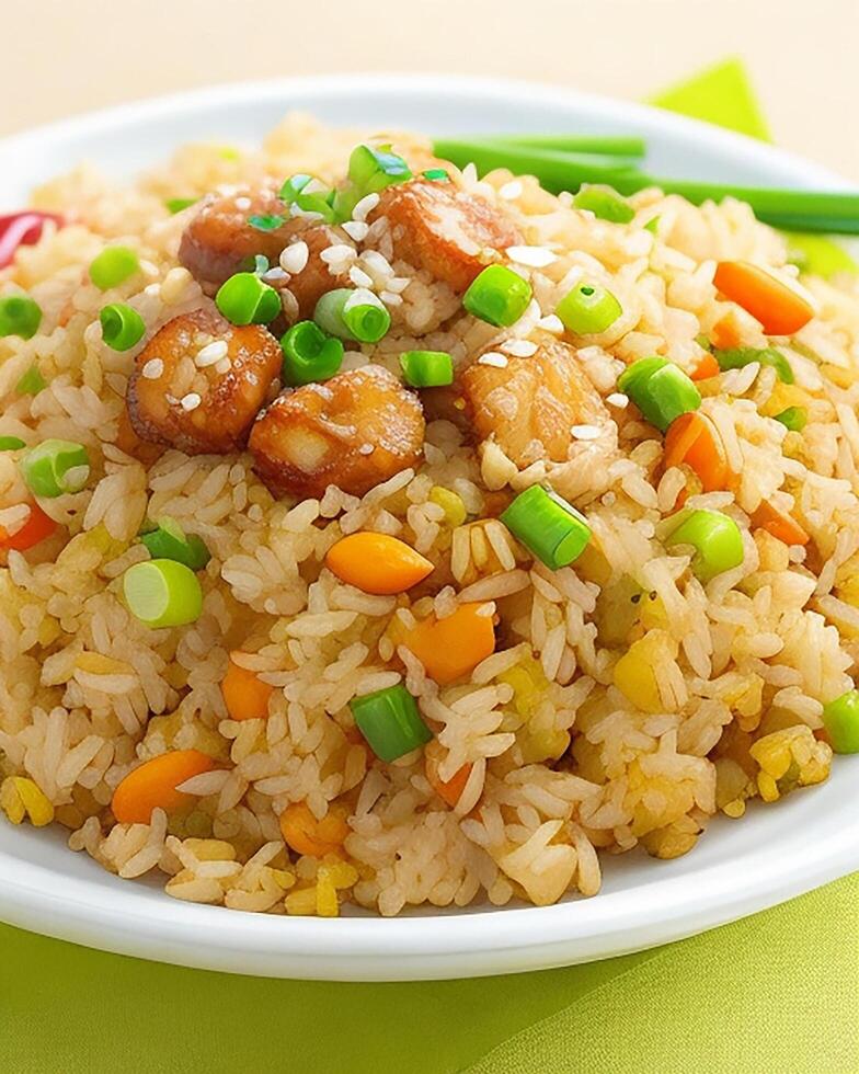 AI generated Delicious spicy hot vegetable fried rice AI generated photo