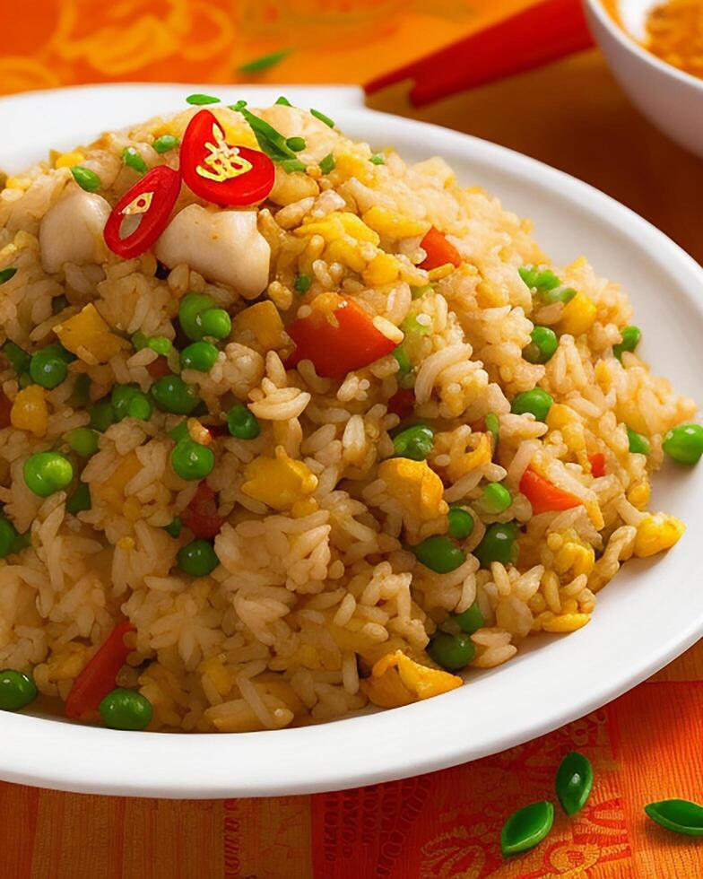 AI generated Delicious spicy hot vegetable fried rice AI generated photo