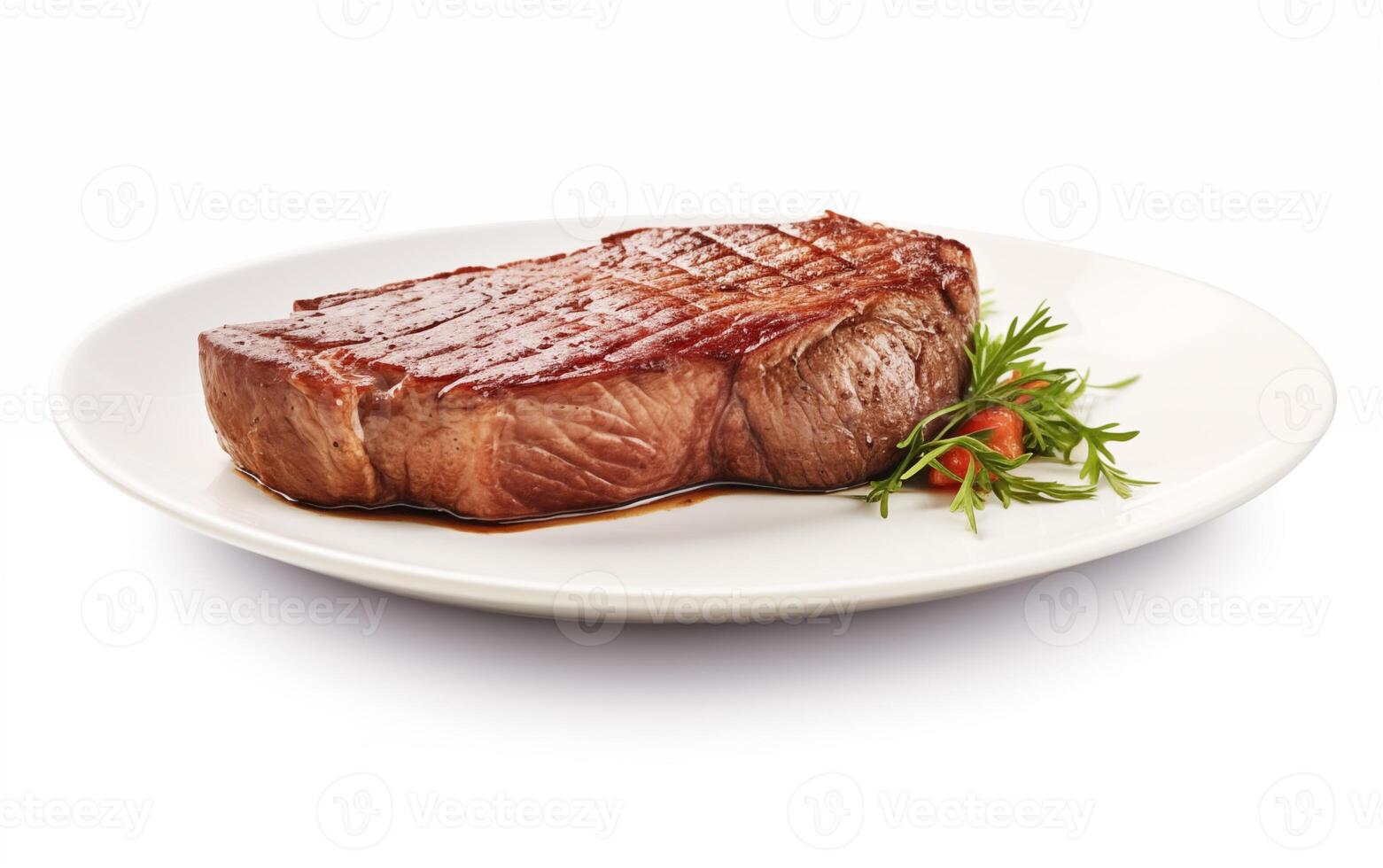 AI generated Grilled pork or beef steaks with chilli Isolated on White background photo