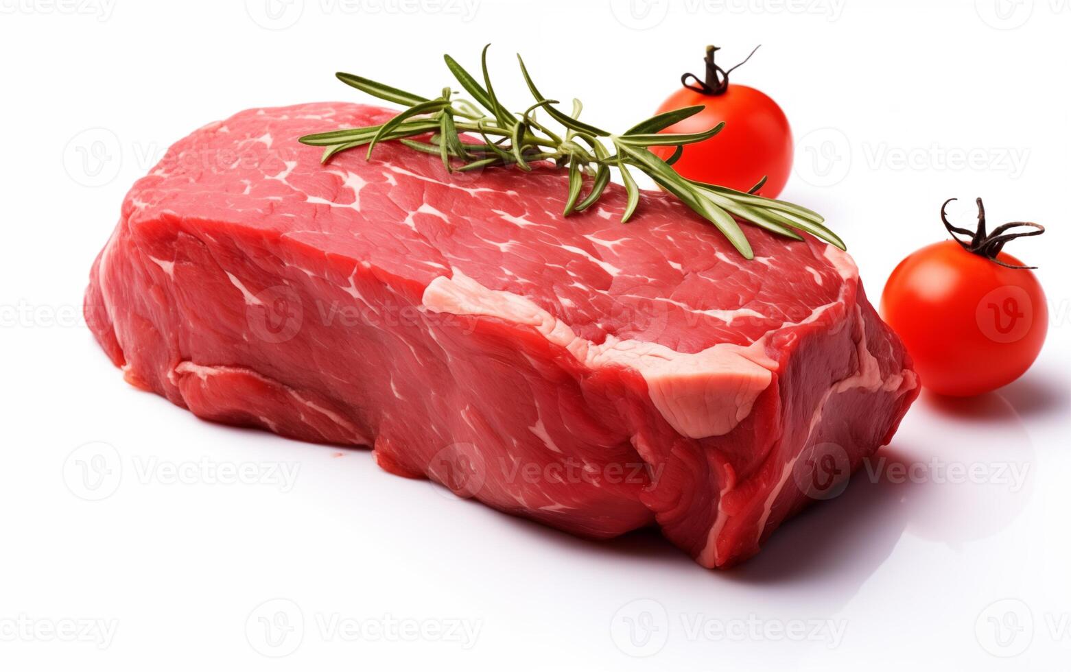 AI generated Meat cow ready with vegetable for cooking Isolated on White background photo