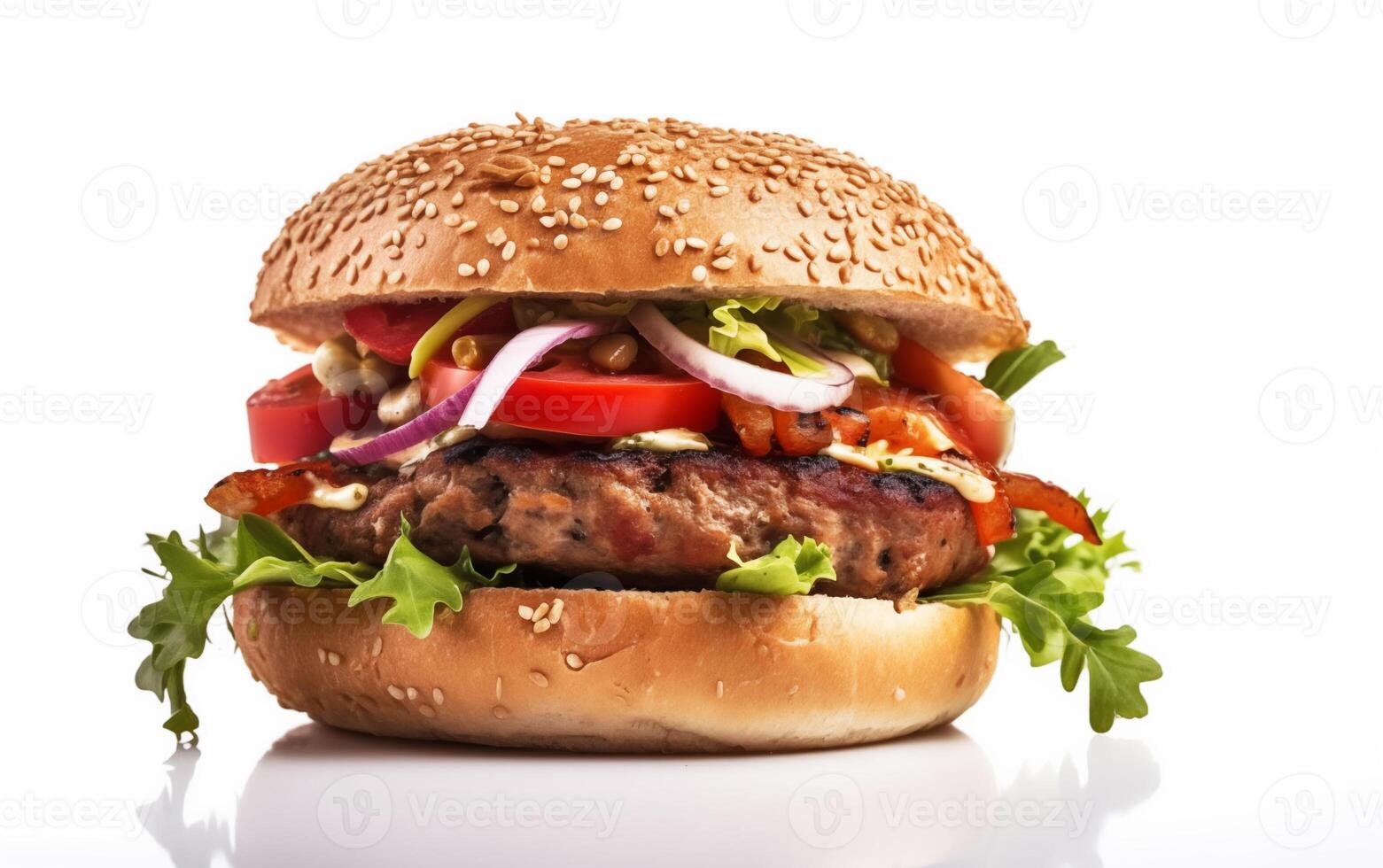 AI generated Appetizing burger on a white isolated background photo