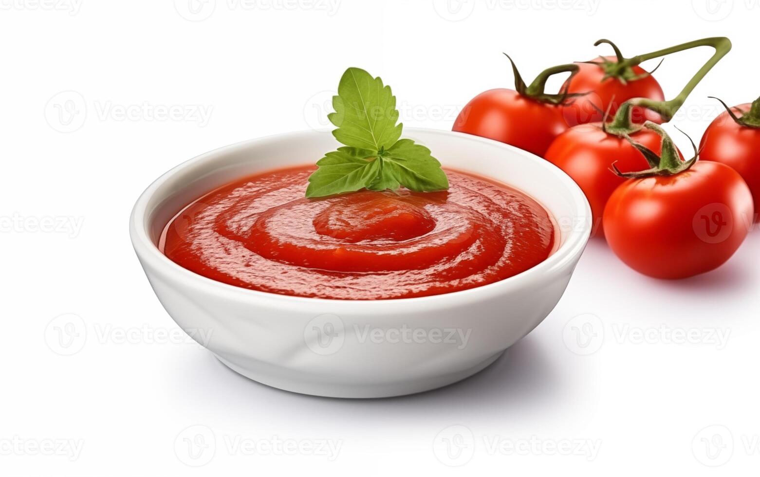 ai generado salsa ideal con vegetal tomate aislado en blanco antecedentes foto