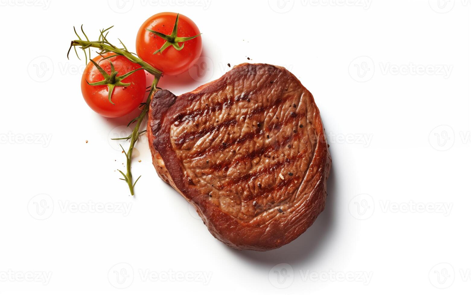 AI generated Grilled pork or beef steaks with chilli Isolated on White background photo