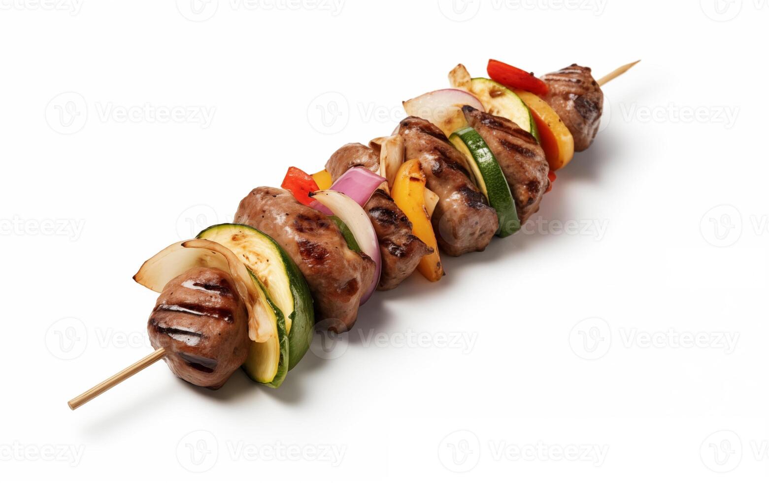 AI generated Tasty fried grilled kebab Isolated on White background photo