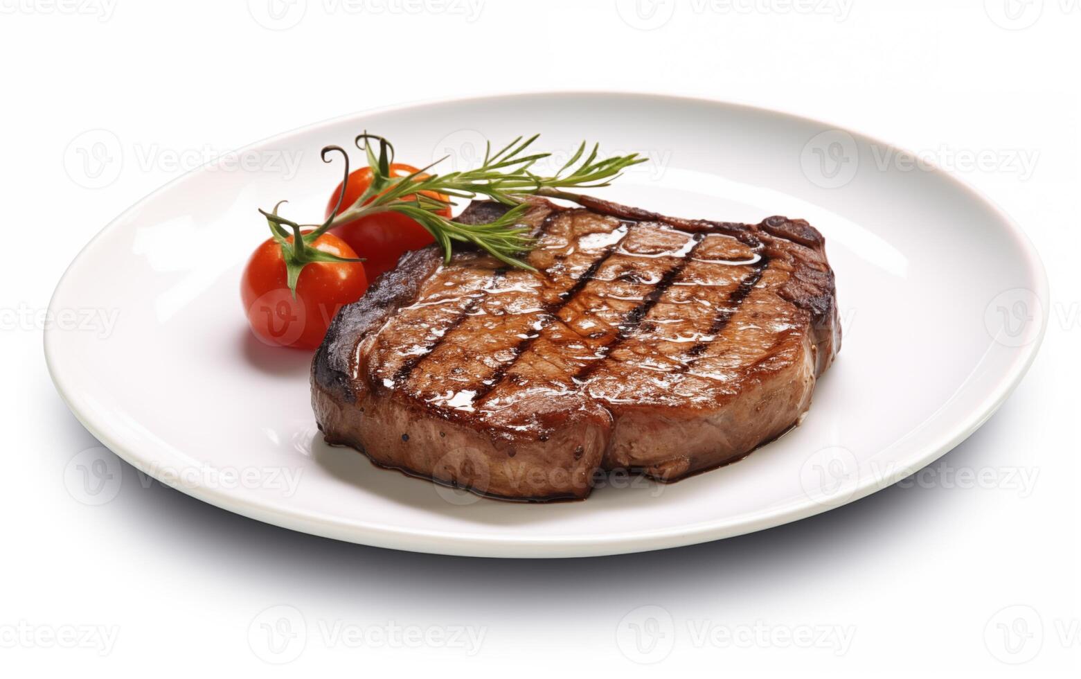 AI generated Grilled pork or beef steaks with chilli Isolated on White background photo