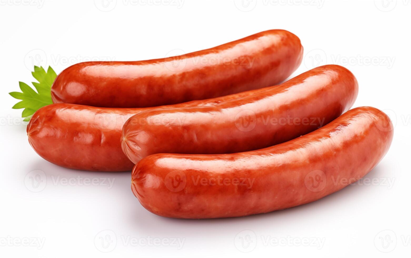 AI generated Tasty goodness sausages Isolated on White background photo