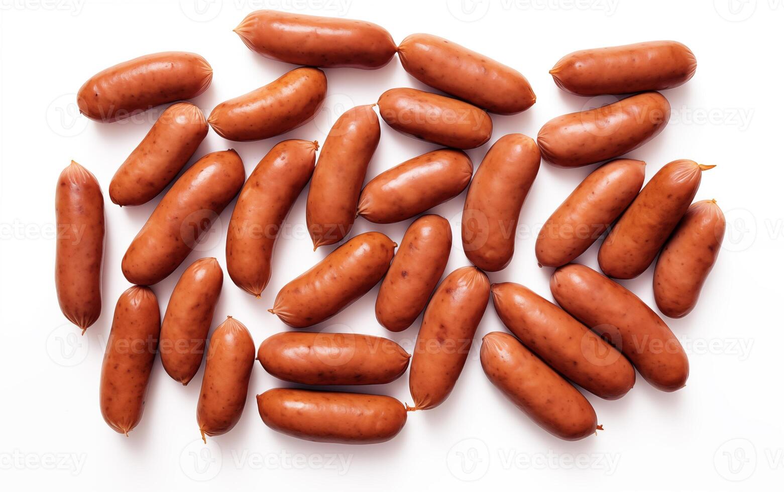 AI generated Tasty goodness sausages Isolated on White background photo