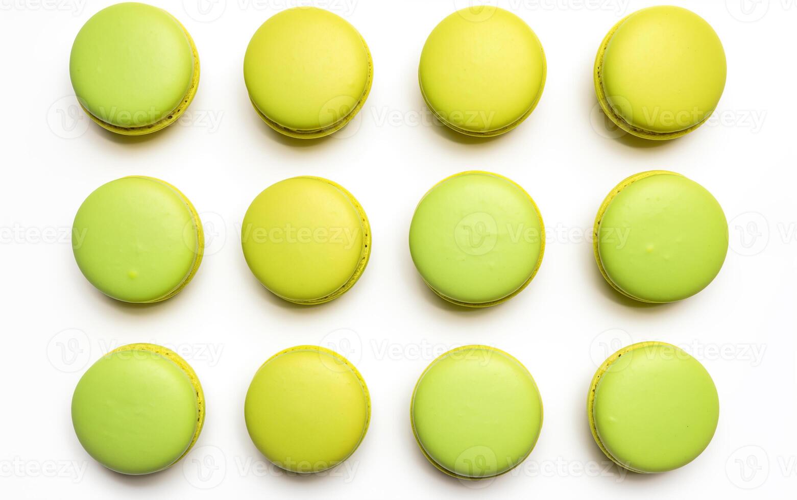 AI generated Macarons sweet cookies Isolated on White background photo