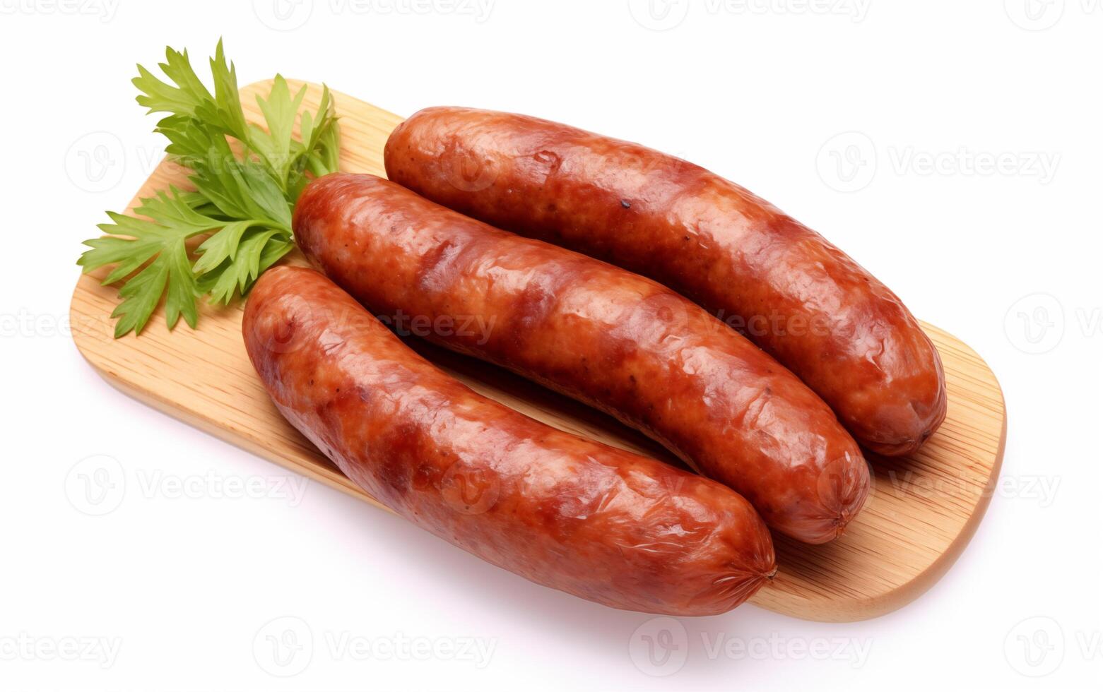 AI generated Tasty goodness sausages Isolated on White background photo