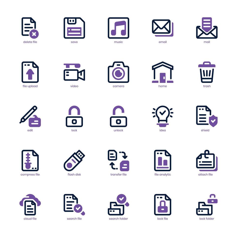 Document File icon pack for your website, mobile, presentation, and logo design. Document File icon dual tone design. Vector graphics illustration and editable stroke.