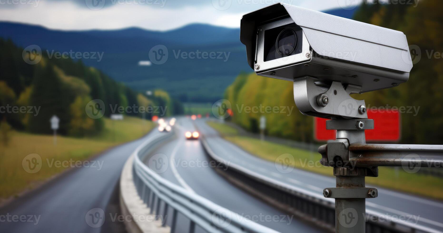 AI generated Roadside Sentinel - A Speed Monitoring Radar Camera Ensuring Safety on the Highway photo