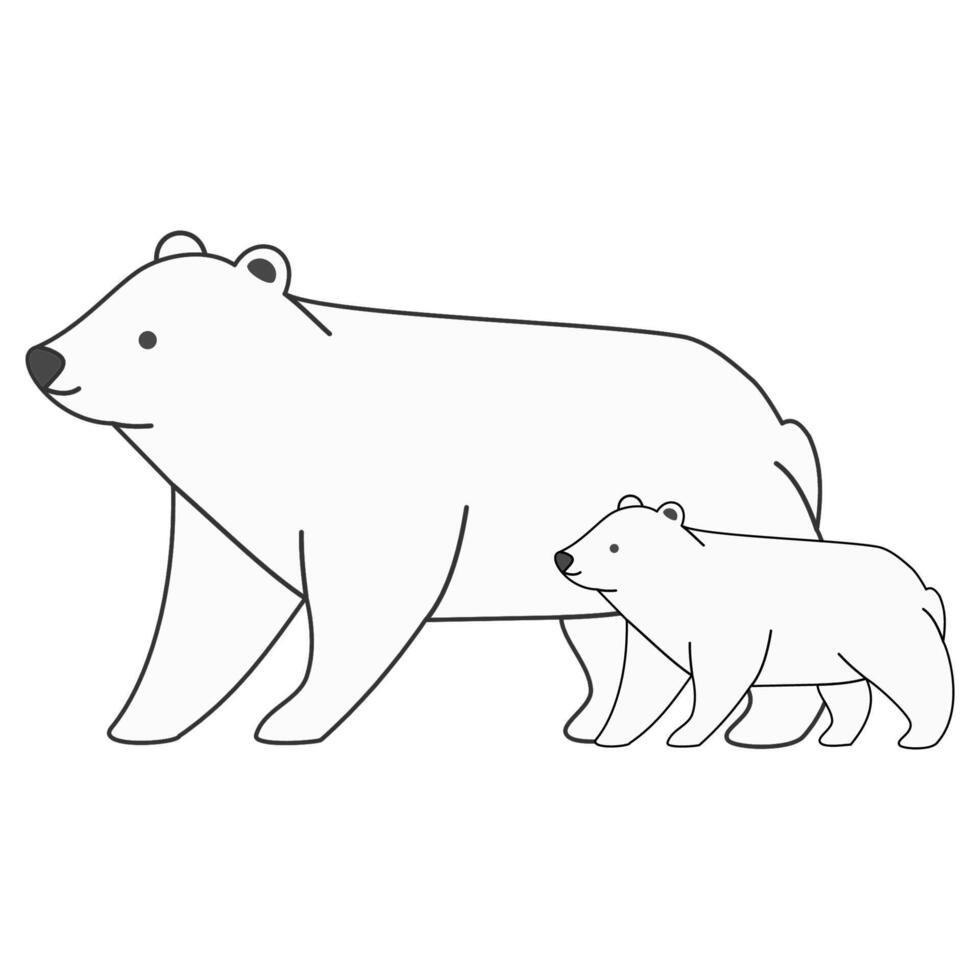 blanco oso familia vector