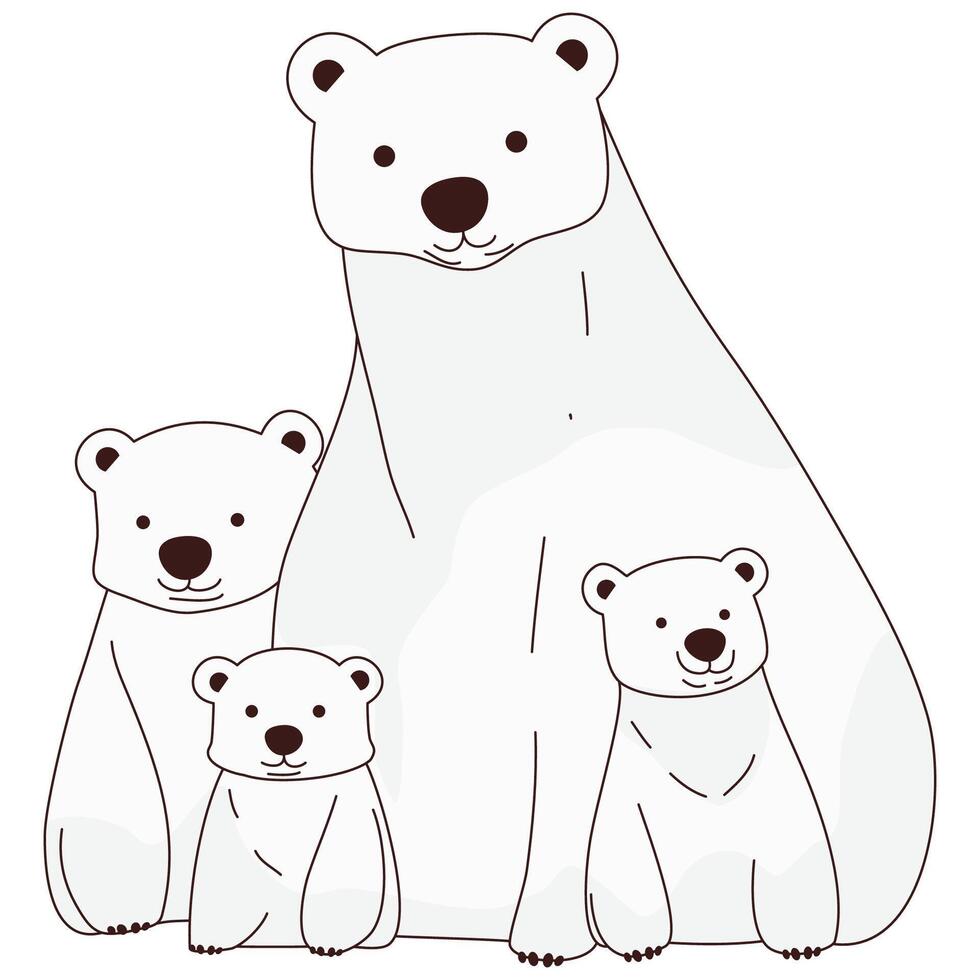 white bear family vector