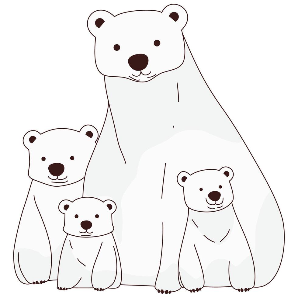 blanco oso familia vector