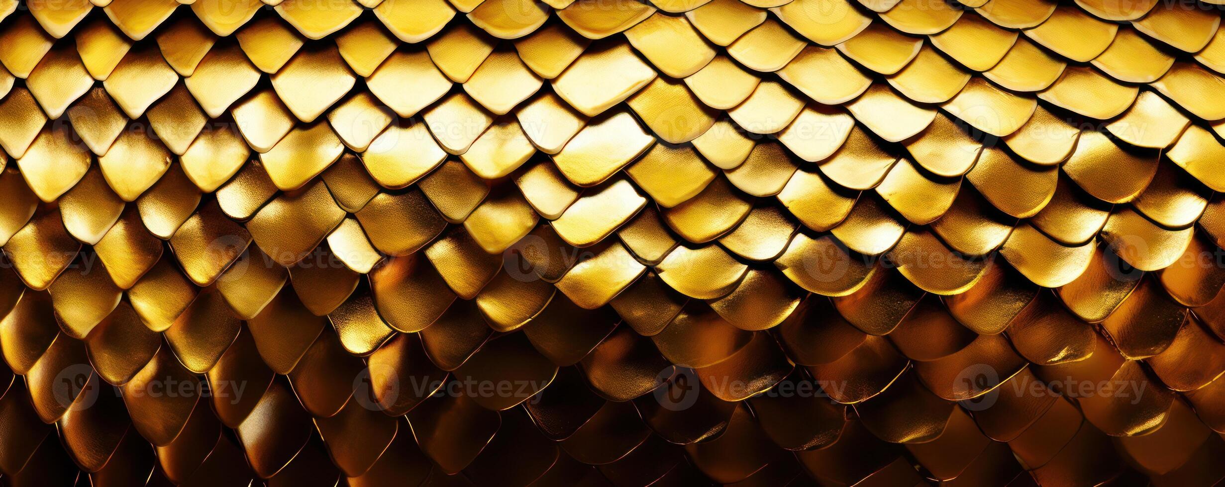 AI generated Golden metal texture of snakes scales photo