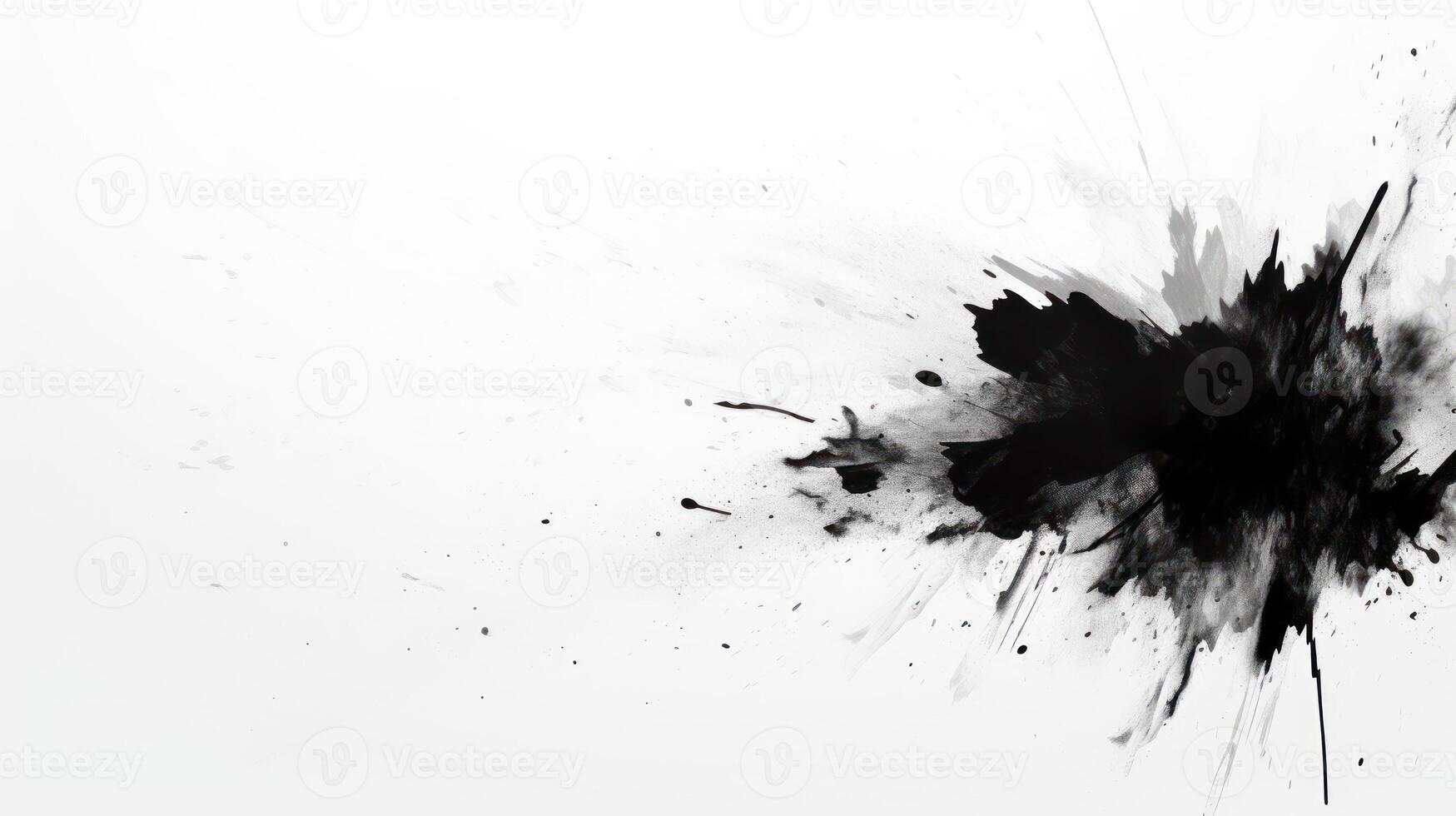 AI generated Black and white abstract paint brush wallpaper. 4k background with paint splatters, brushstrokes, clean minimal textured wallpaper. photo