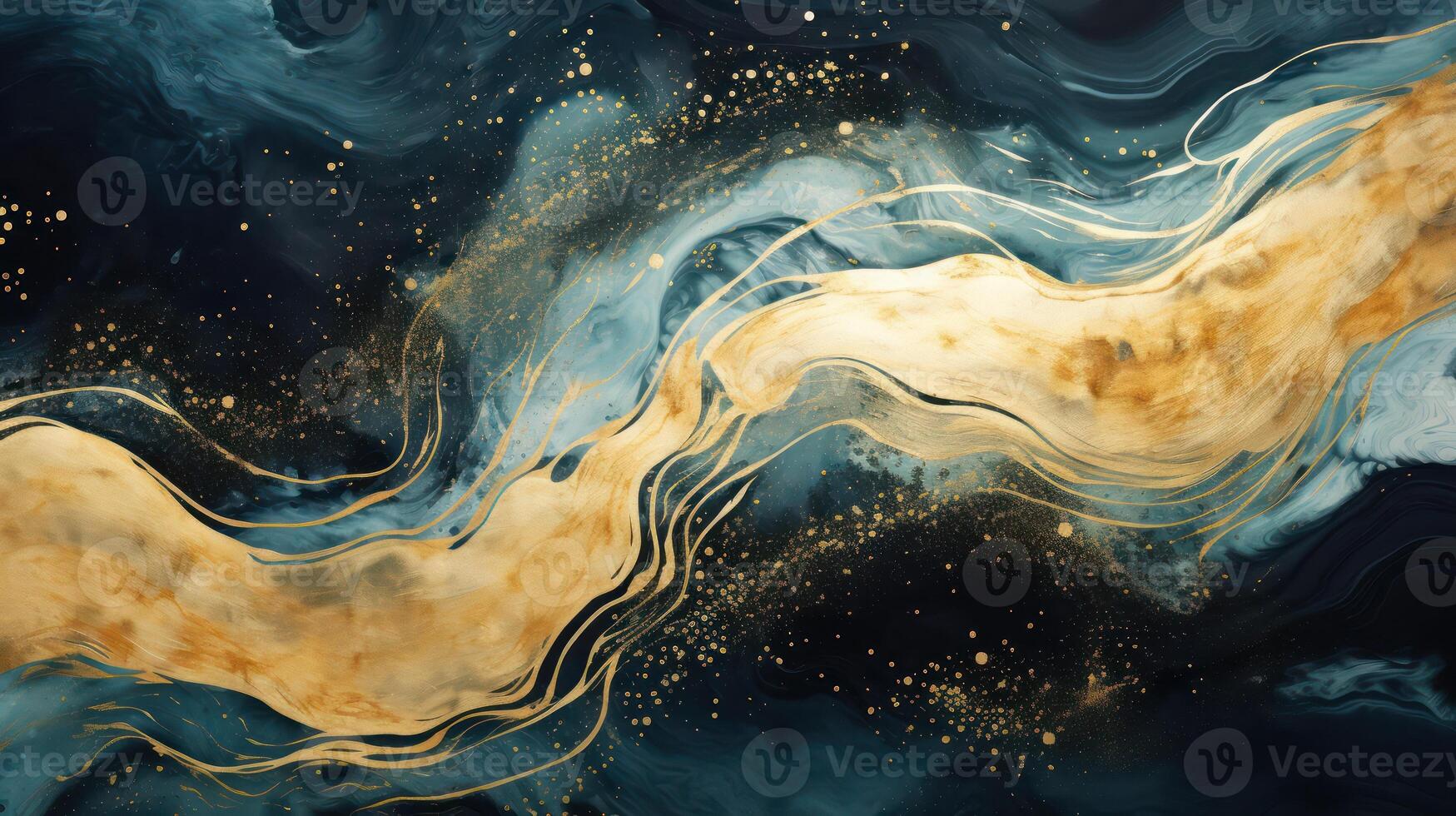 AI generated abstract cosmic background with gold metallic foil and marbled textures inlay photo