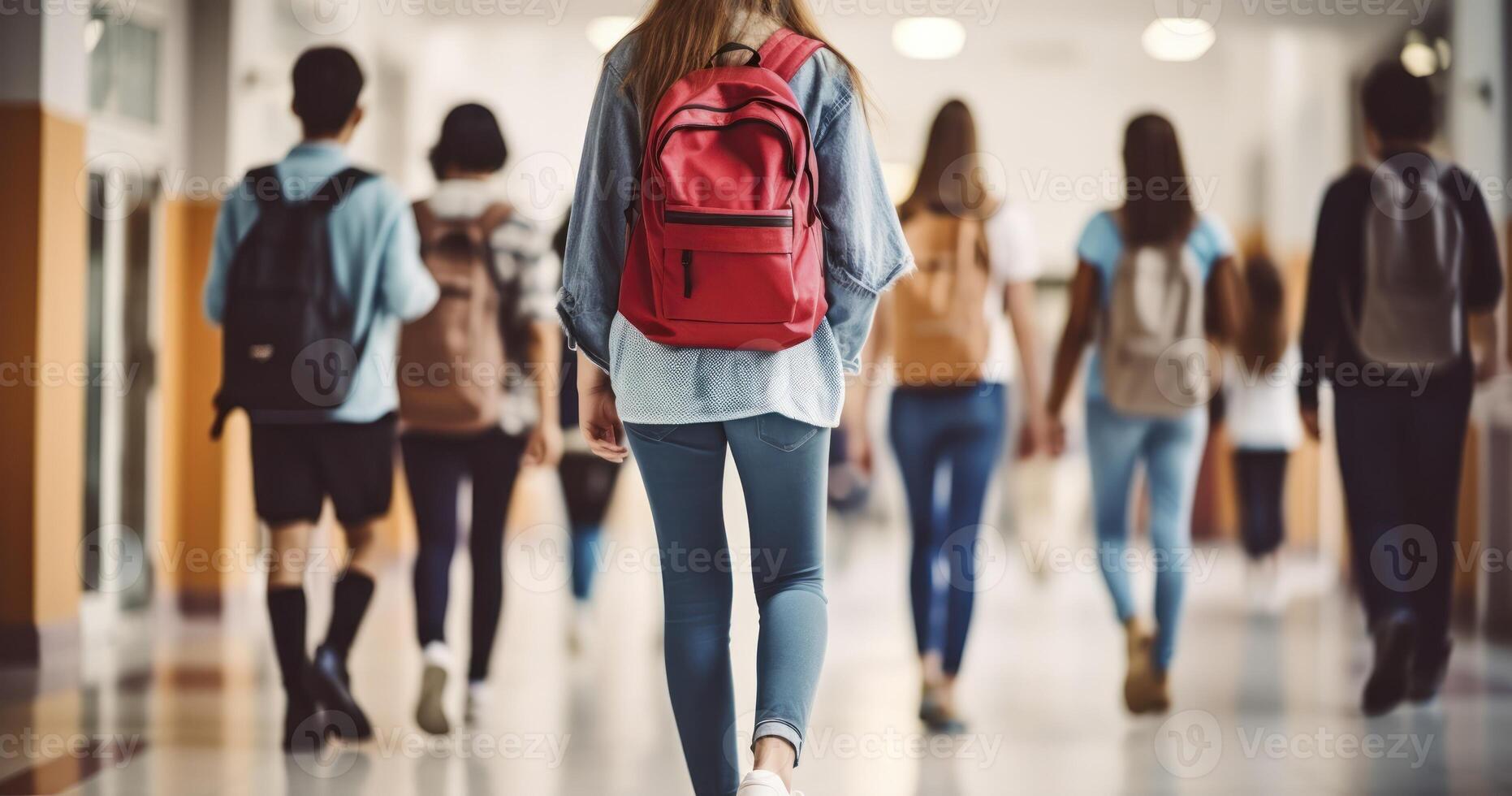 AI generated The Anonymous Comings and Goings of Teenage Students in a High School Hall photo
