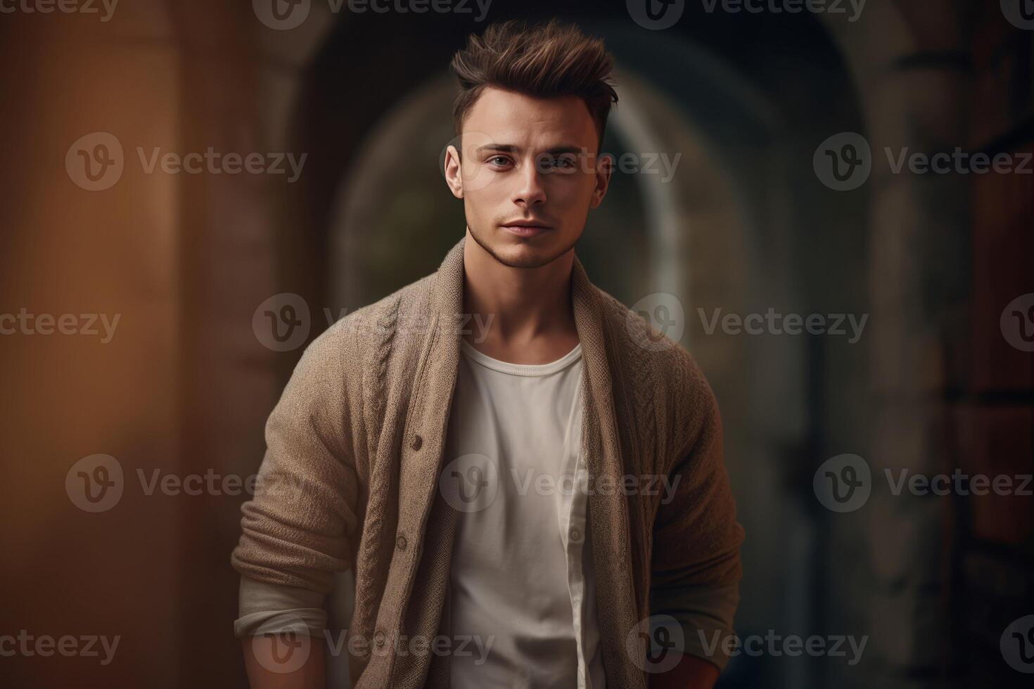 AI generated Stylish Caucasian man portrait. Generate ai photo