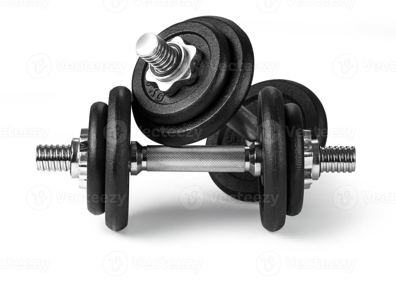 dumbbells over white background. photo