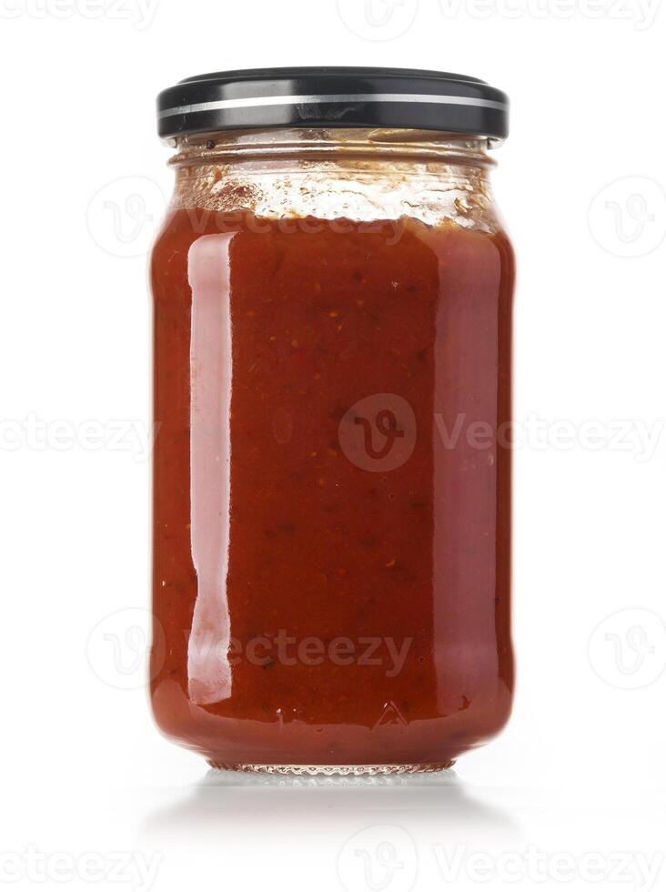barbecue sauces in glass bottle photo