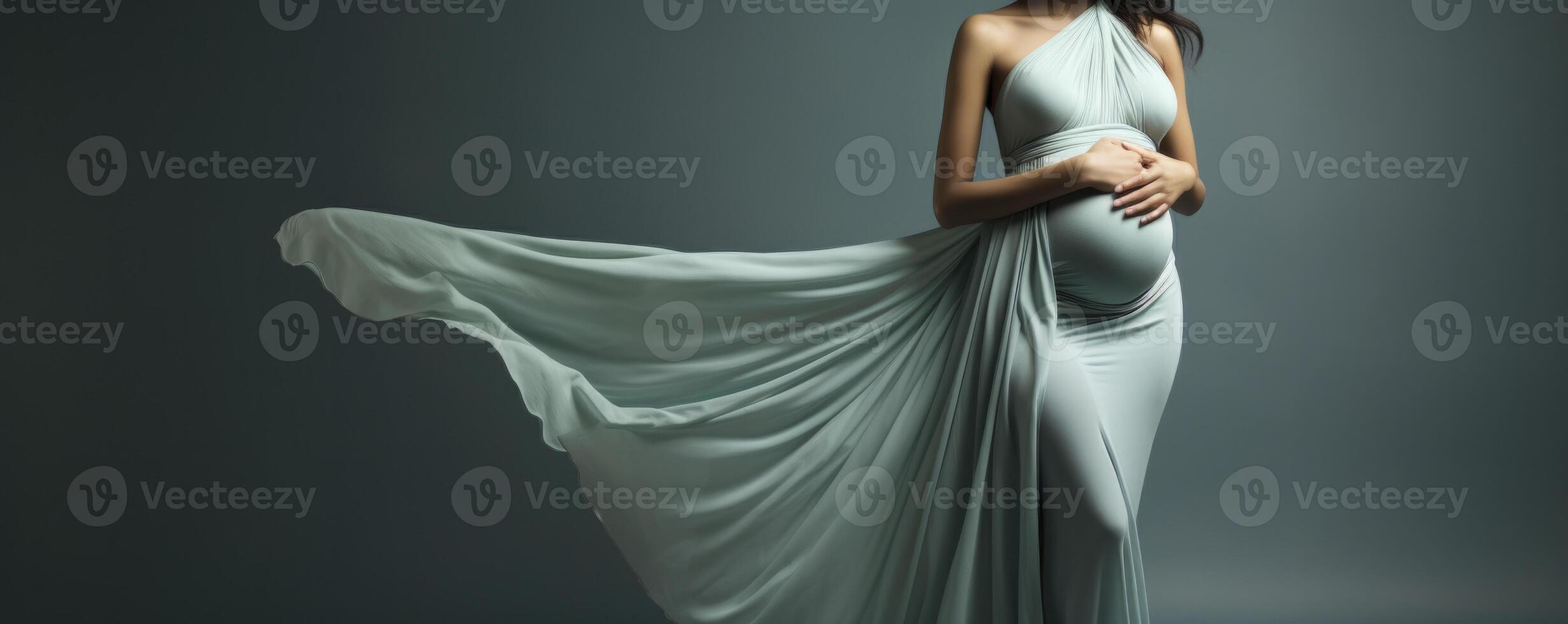 AI generated pregnant woman in a long dress photo