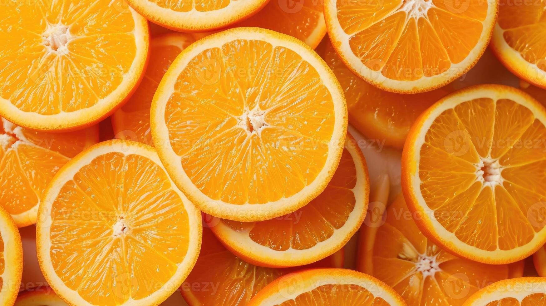 AI generated A background of freshly sliced oranges, offering a juicy and colorful visual experience, Ai Generated photo