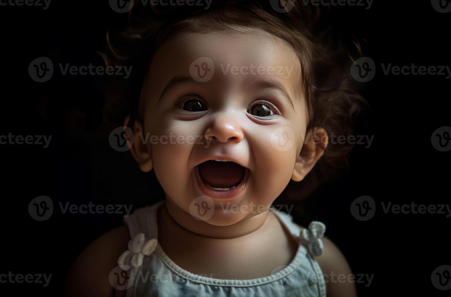 AI generated Cute happy little baby. Generate ai photo