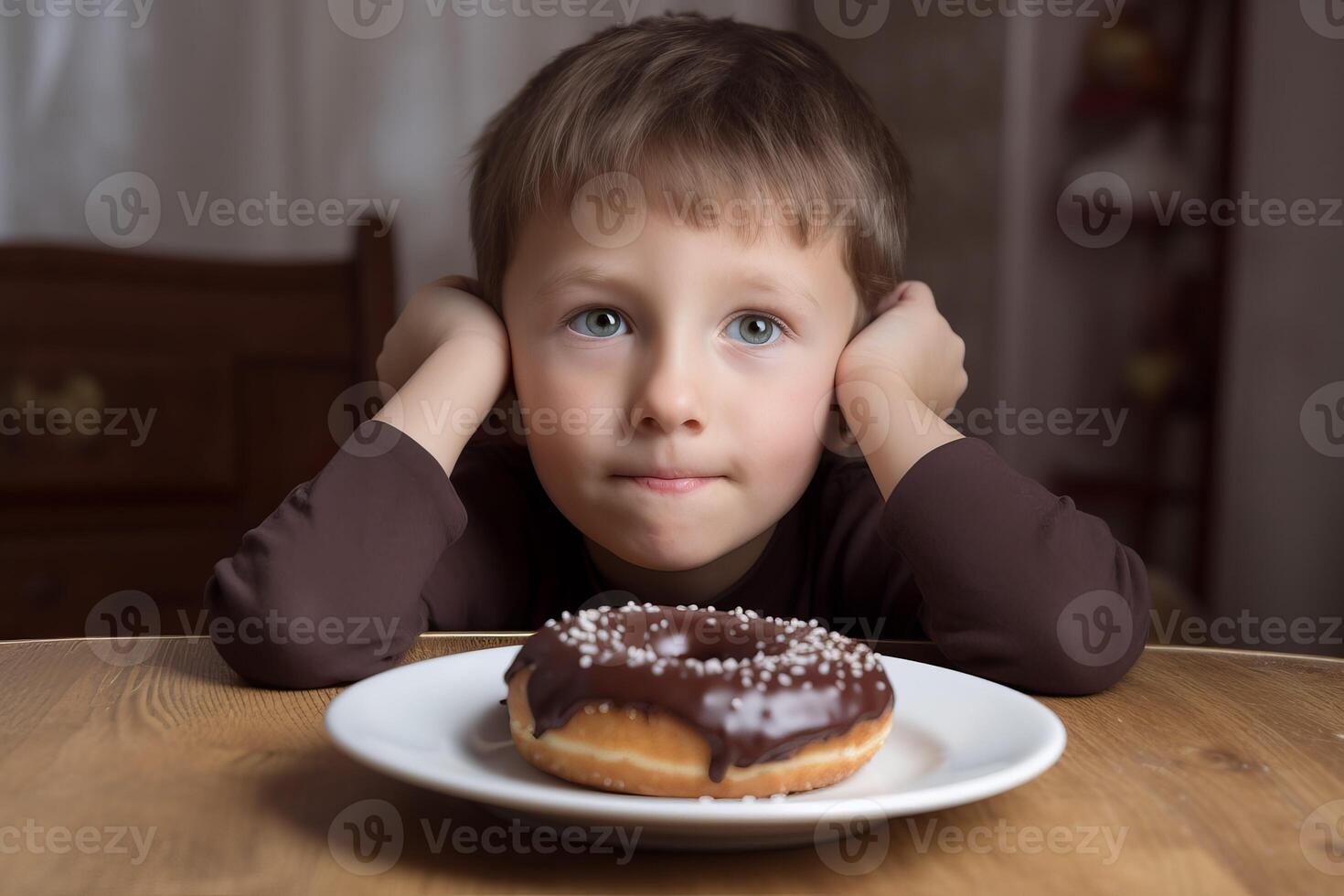 AI generated Cute child donut plate. Generate AI photo