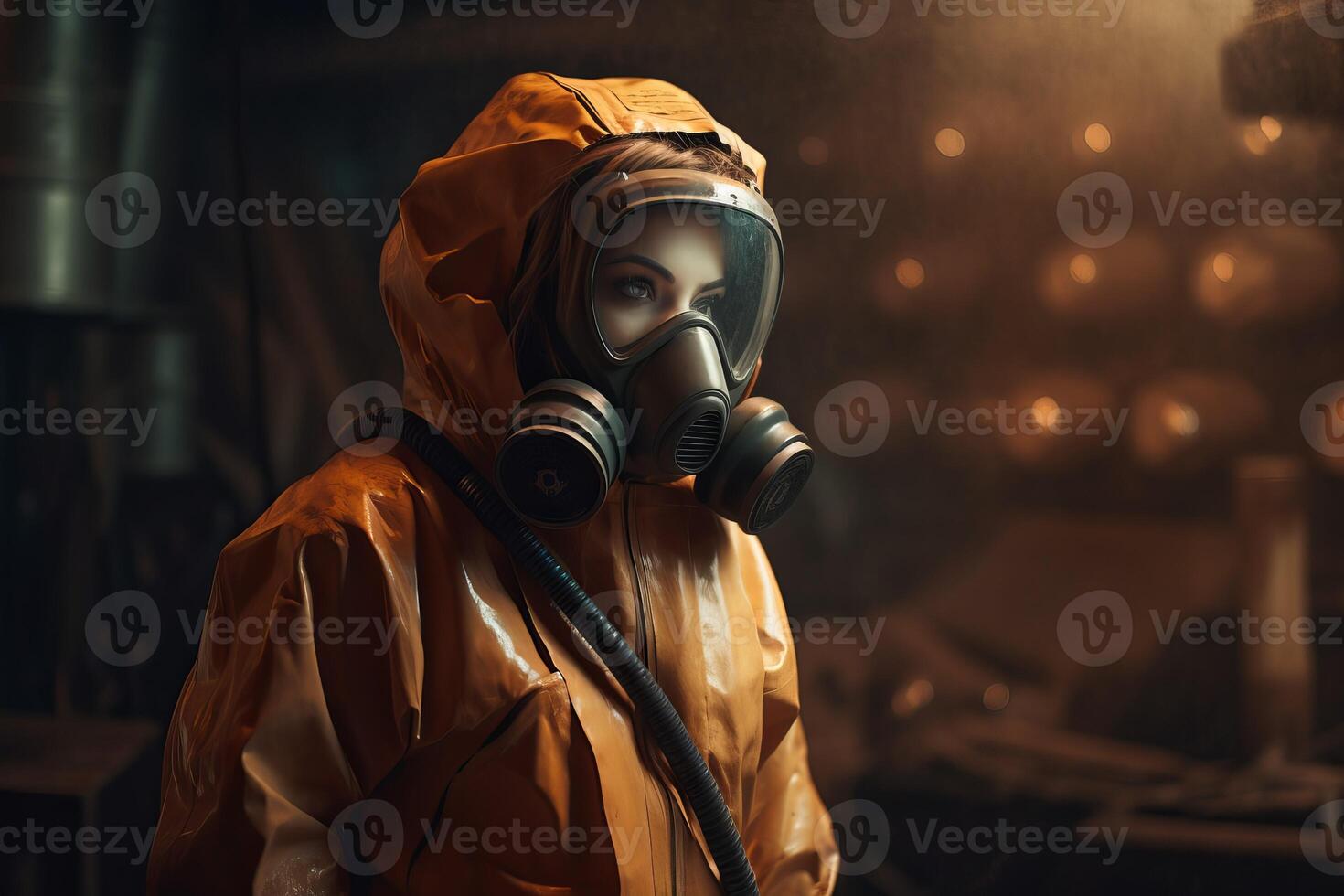 AI generated Woman protective overalls. Generate AI photo