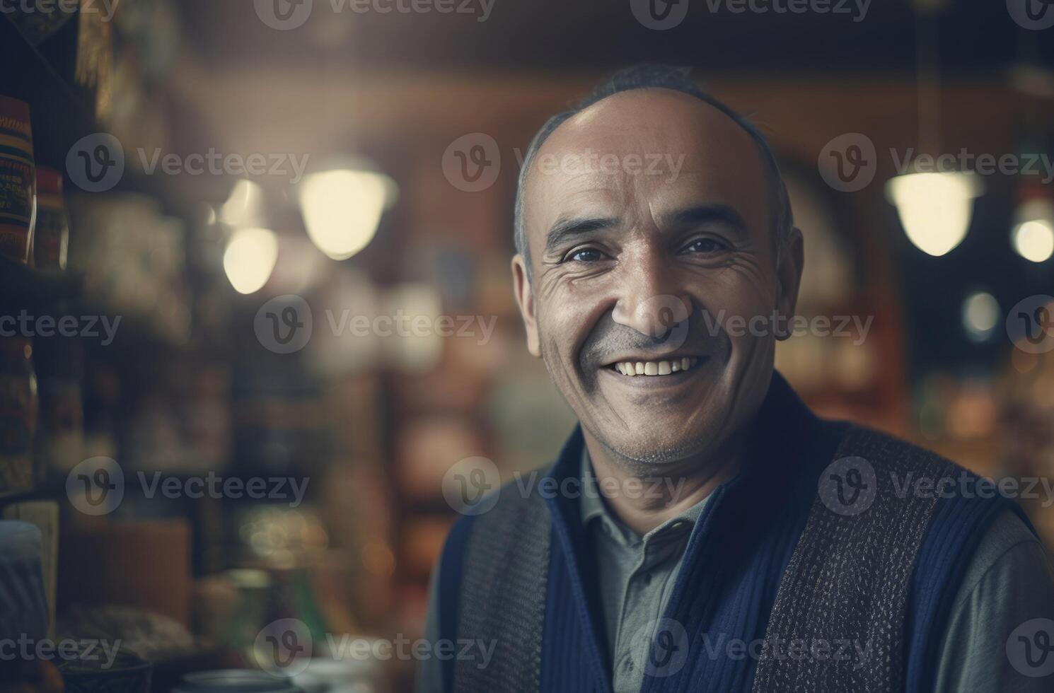 AI generated Smiling adult seller in shop. Generate ai photo