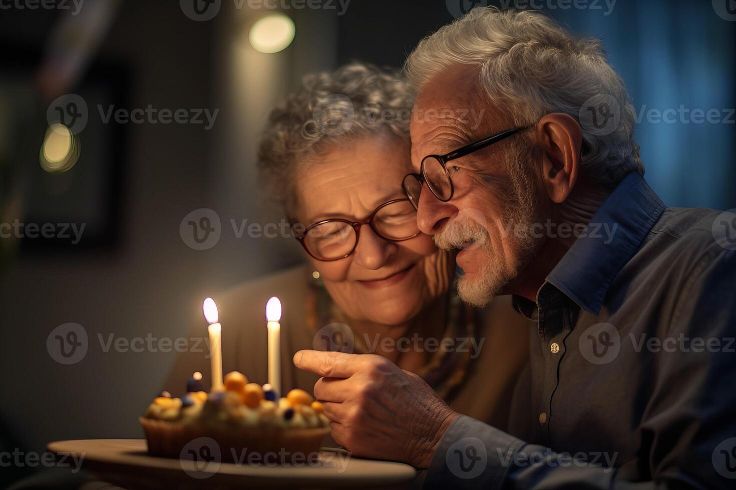 AI generated Joyful oldest family birthday cupcake. Generate AI photo