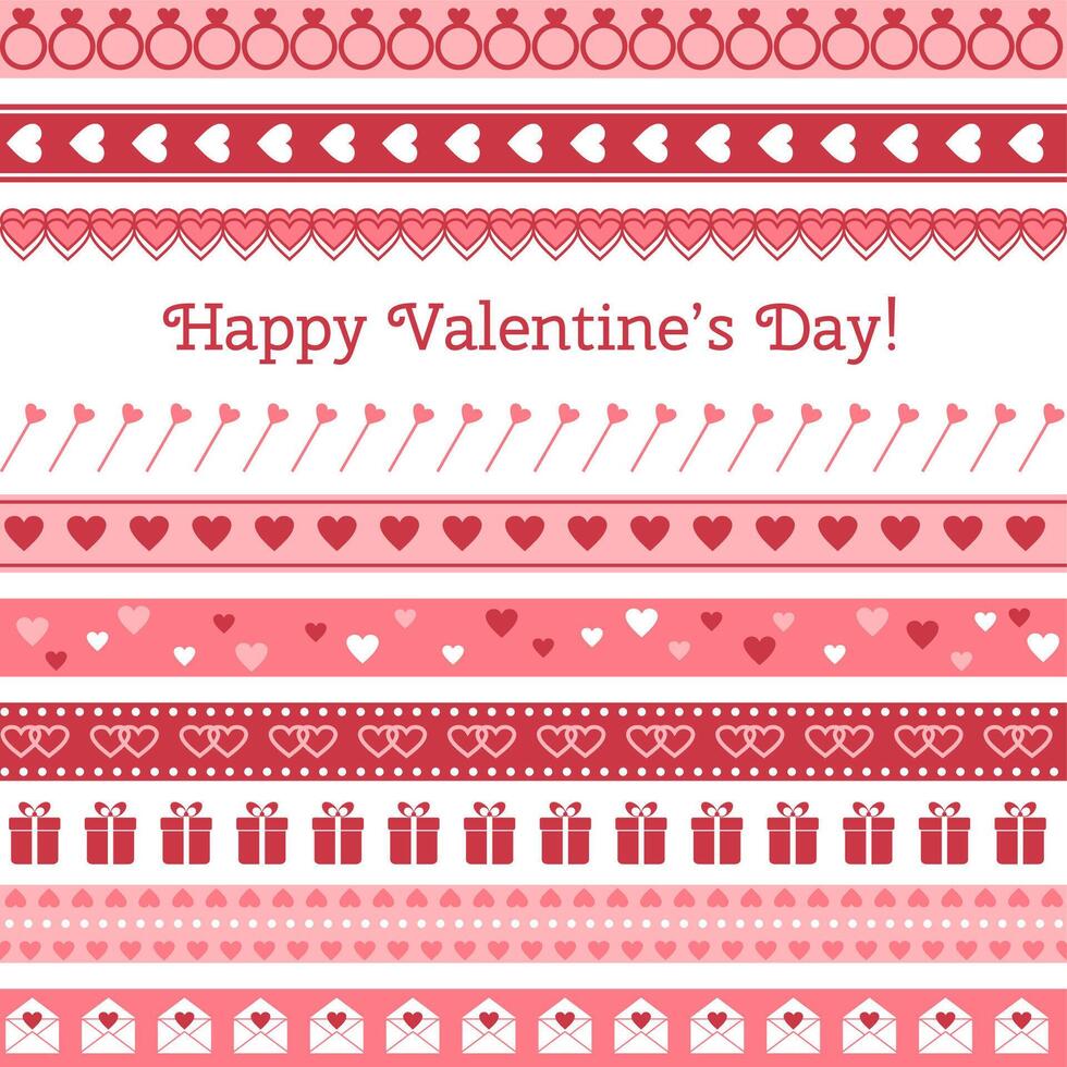 Happy Valentine's Day. Vector greeting card with borders