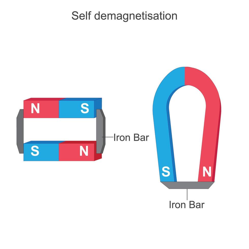 Self-demagnetization is a process where a magnet gradually loses its magnetic properties over time due to various factors. vector