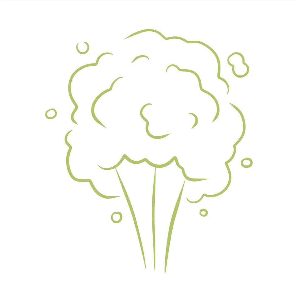 Fart and smell gas. Stinky cloud effect. Toxic cartoon breath. Scent funny smoke. Comic green wind isolated on white vector