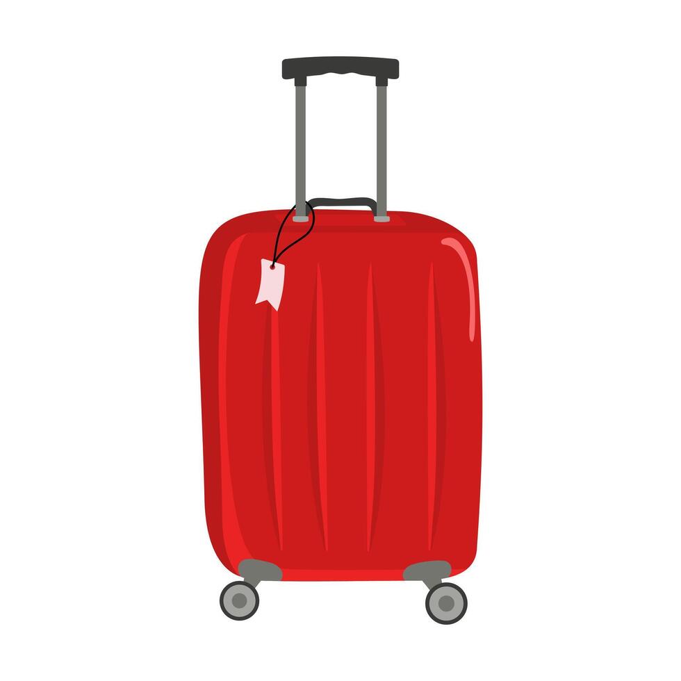 Suitcase for tourism, recreation, travel. Icon isolatedand retractable handle for travel, business trips or summer holidays. Travel luggage Traveler. vector