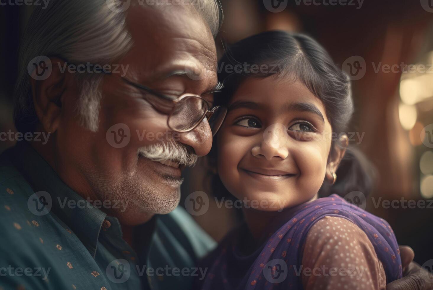 AI generated Happy senior with granddaughter. Generate AI photo