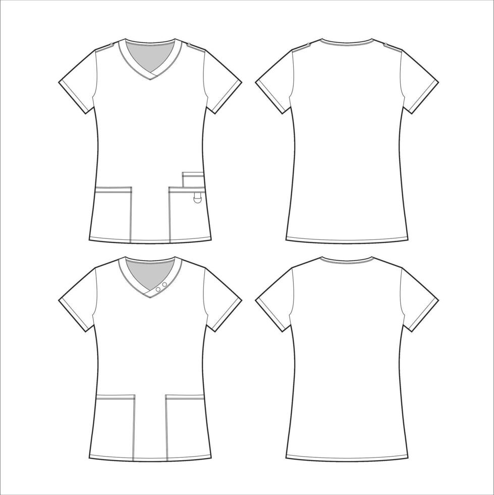 Doctor Surgeon Tops Vector Sketch Template