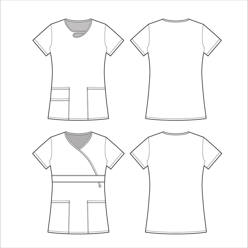 Doctor Surgeon Tops Vector Sketch Template