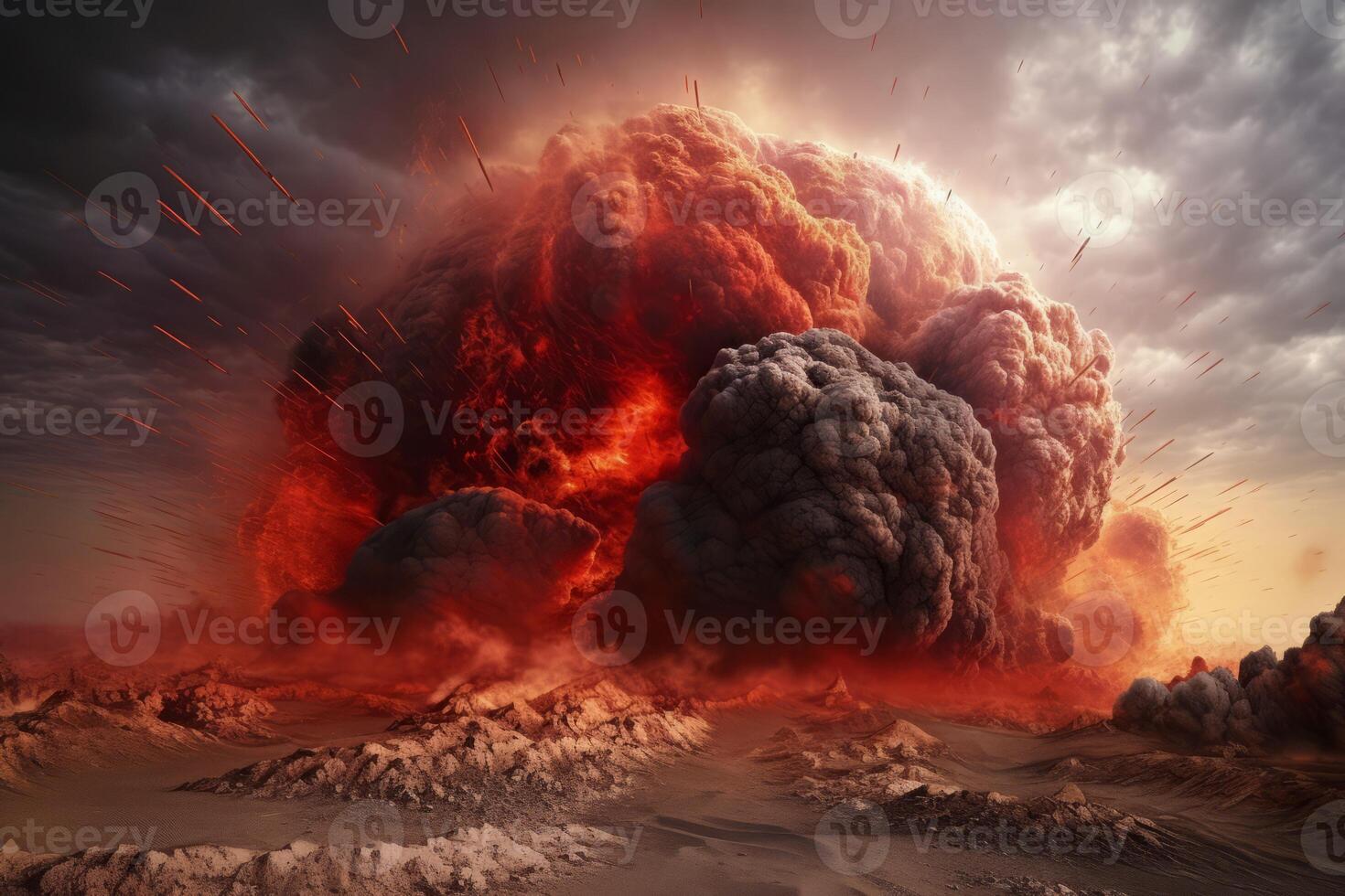 AI generated Impact event asteroid hit. Generate ai photo