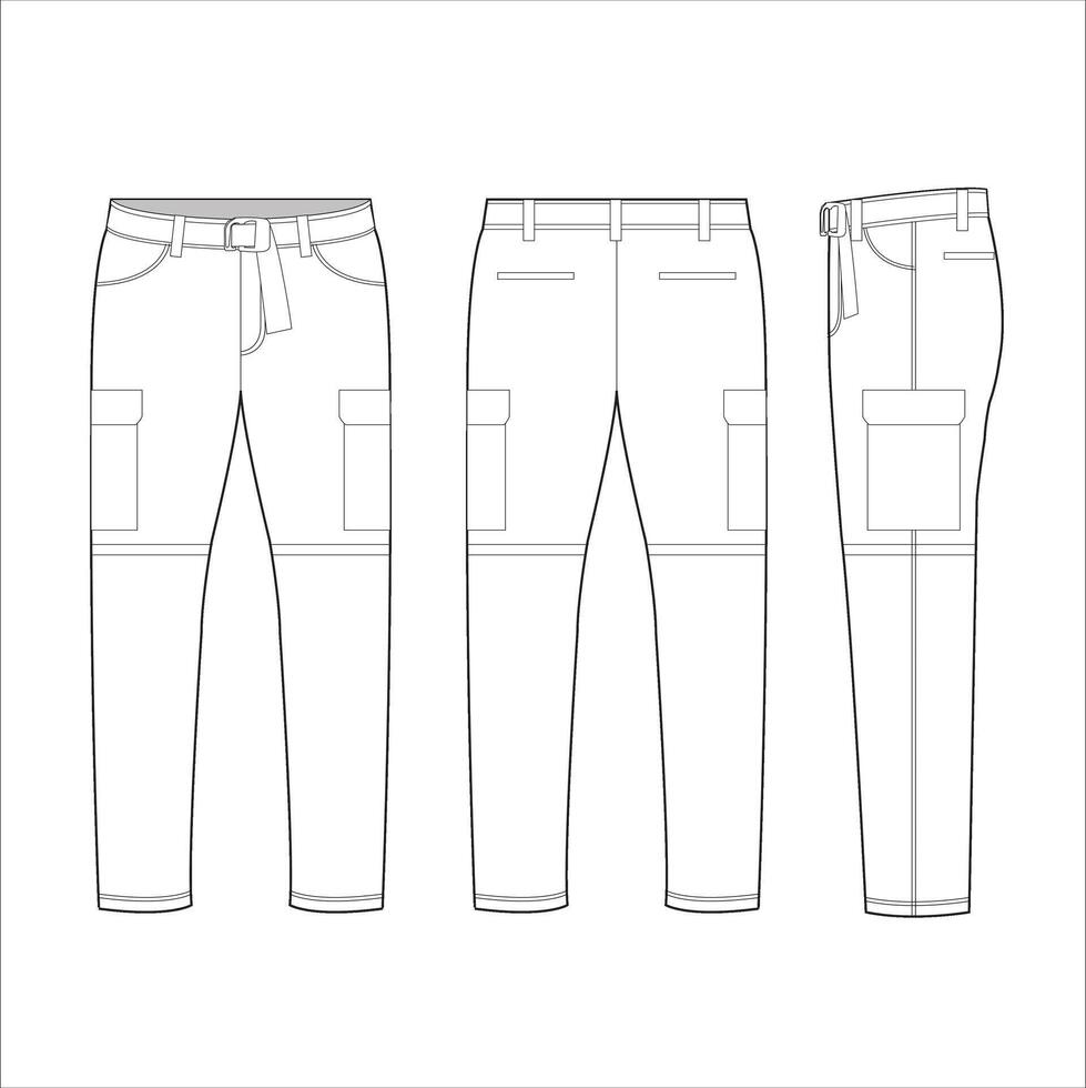 Cargo Pants for Men's Vector Template, Men's Casual Fashion