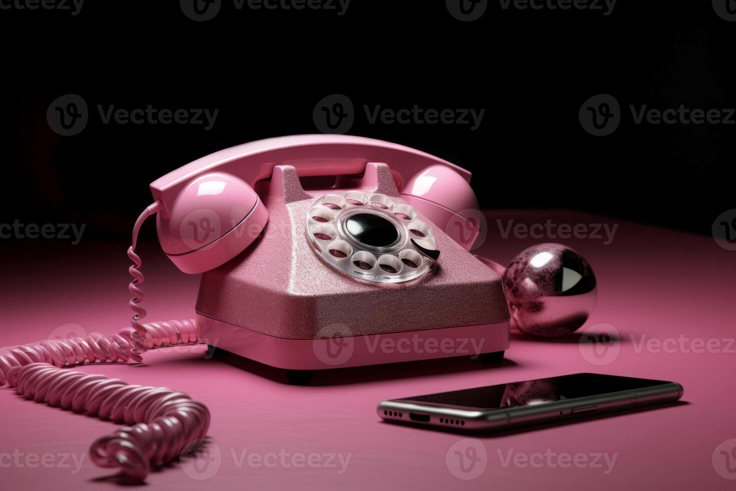 AI generated Pink retro phone. Generate AI photo