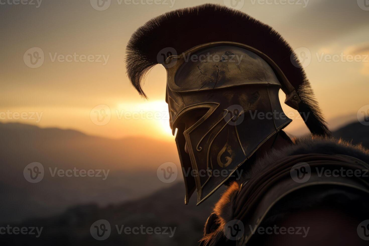 AI generated Spartan warrior portrait. Generate Ai photo